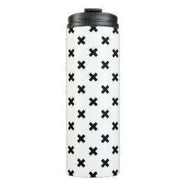 Garrafa Térmica Polka preto cruza em branco