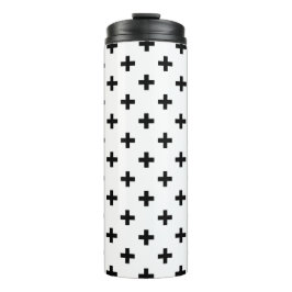 Garrafa Térmica Polka preto cruza em branco
