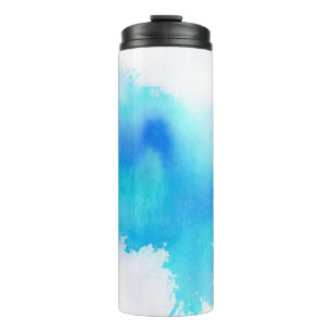 Garrafa Térmica Ponto azul, pintado mão abstrato da aguarela