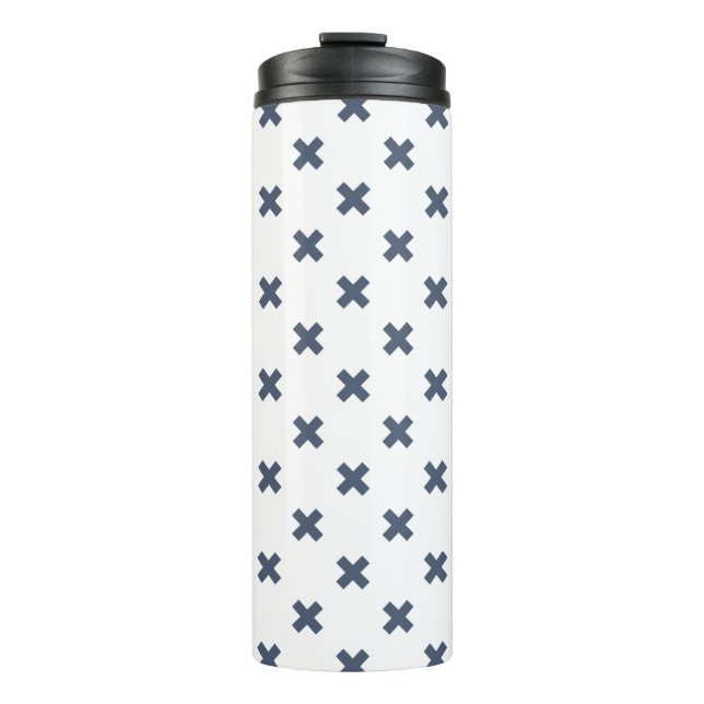 Garrafa Térmica Pontos crus de cinza azul em branco (Frente)