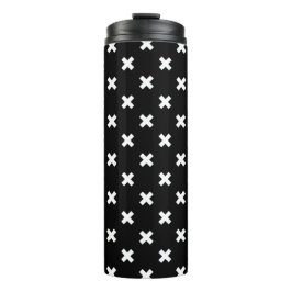 Garrafa Térmica Pontos de cruz brancos em preto