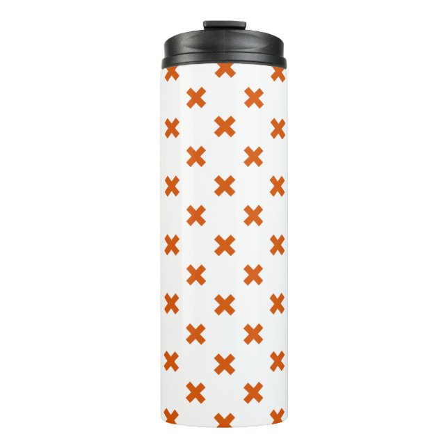 Garrafa Térmica Pontos de cruz laranja em branco (Frente)
