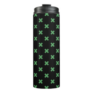 Garrafa Térmica Pontos de cruz verdes em preto