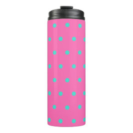 Garrafa Térmica Pontos Polka Azul Turquesa Rosa