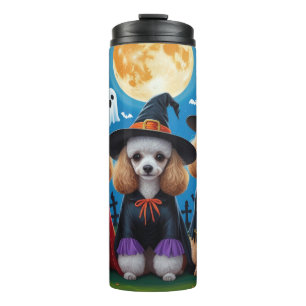 Garrafa Térmica Poodle Dogs Pumpkin Halloween Engraçado