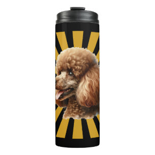 Garrafa Térmica Poodle Padrão Marrom Retro Sunburst