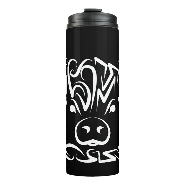 Garrafa Térmica Porco Tribal Negro e Branco (Frente)