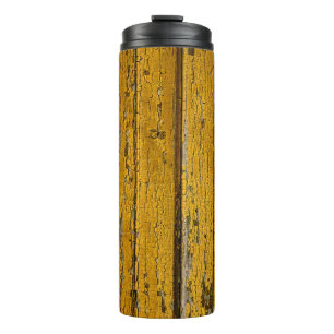 Garrafa Térmica Porta amarela velha ou cerca com tinta diferente,