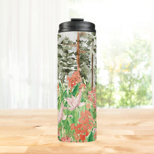 Garrafa Térmica Prado Floral de Flores Silvestres em Aquarela