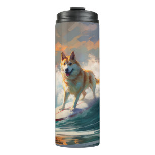 Garrafa Térmica Praia de Akita Pintura de Surfe