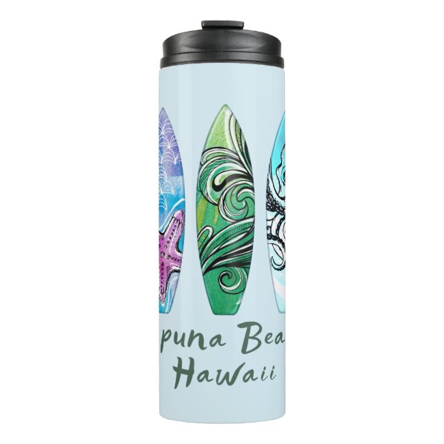 Garrafa Térmica Praia Hapuna Havaí Pranchas de Surf  (Frente)