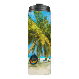 Garrafa Térmica Praia nas Maldivas nome personalizado tumbler