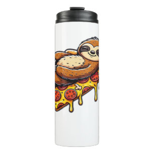 Garrafa Térmica Preguiça engraçada comendo Pizza, Camiseta Clássic