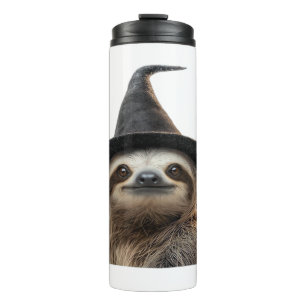 Garrafa Térmica Preguiça Usando Chapéu de Bruxa de Halloween Camis