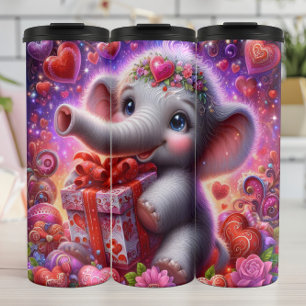 Garrafa Térmica Presente de Coração de Elefante Bebê