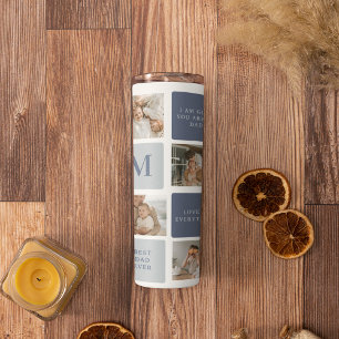 Garrafa Térmica Presente de Dia de os pais Feliz Azul e Foto de Co