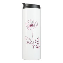 Garrafa Térmica Presente de Flor de Nascimento de Agosto Poppy par