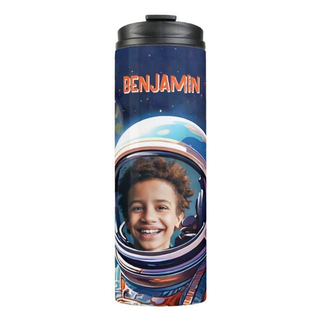Garrafa Térmica Presente de foto de astronauta no espaço profundo  (Frente)
