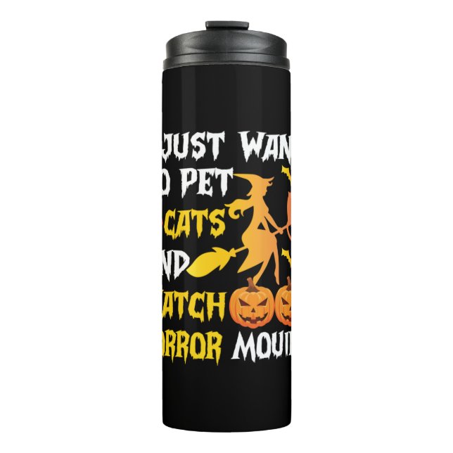 Garrafa Térmica Presente de Halloween | Eu Só Quero Acariciar Gato (Frente)