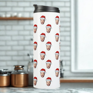 Garrafa Térmica Presente de Natal de Santa Hat com Foto Personaliz