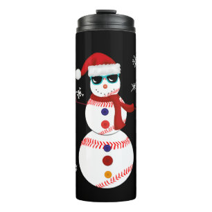 Garrafa Térmica Presente de Santa Hat Snowman de Baseball de Natal