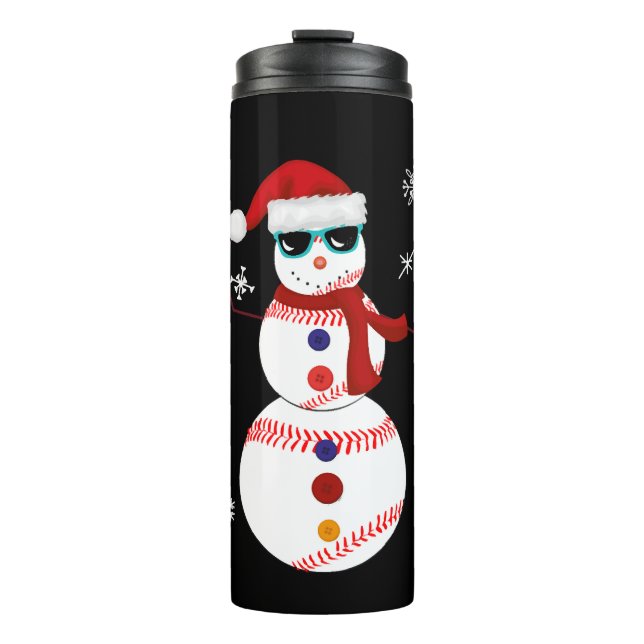Garrafa Térmica Presente de Santa Hat Snowman de Baseball de Natal (Frente)