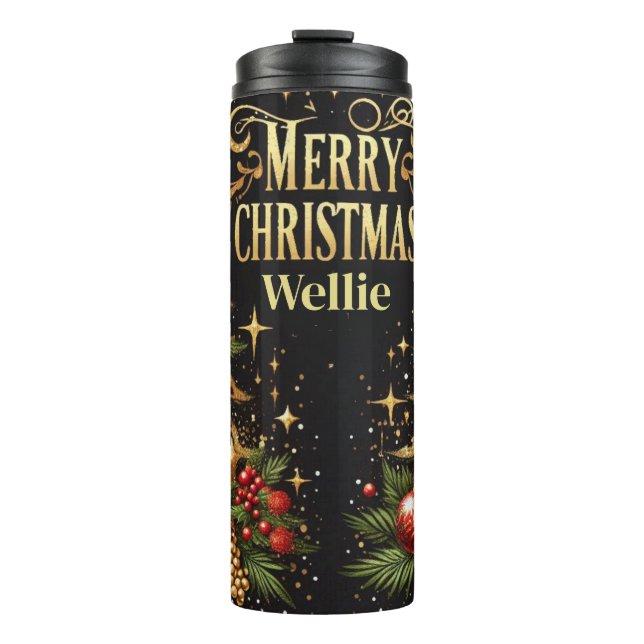 Garrafa Térmica Presente de Tumbler de Natal Personalizado com Est (Frente)