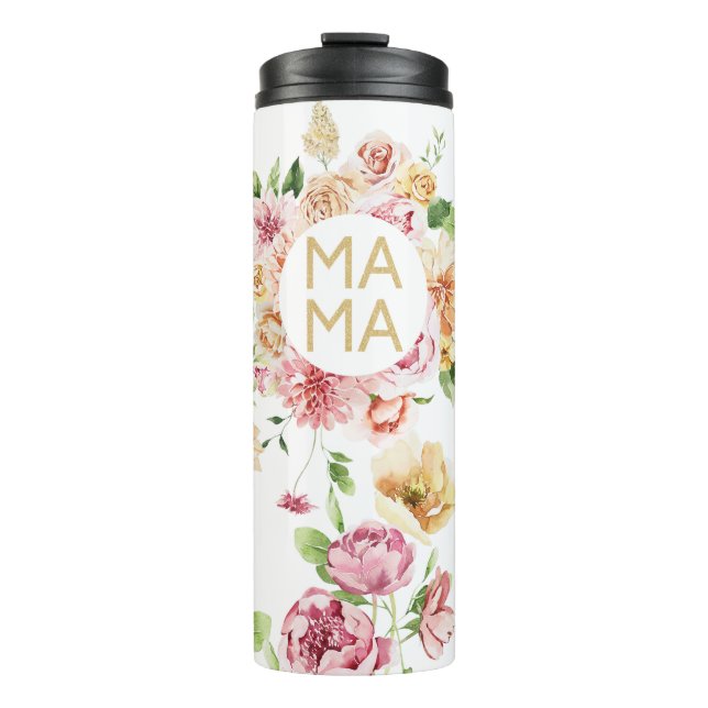 Garrafa Térmica Presente do Dia das Mães Floral Mama (Frente)