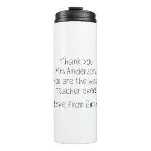 Garrafa Térmica Presente do professor de manuscrito de mensagens d