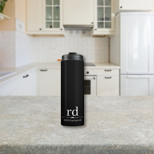 Garrafa Térmica Presente Elegante de Monograma Preto e Branco para
