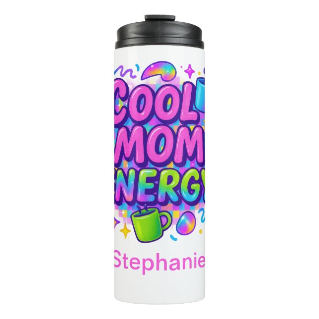 Garrafa Térmica Presente Neon Rosa Azul Personalizado para Mãe (Frente)