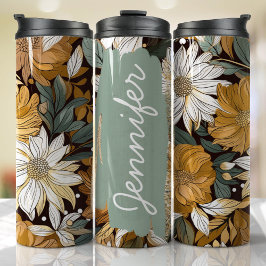 Garrafa Térmica Presente Personalizado de Nome de Adição Floral Bo