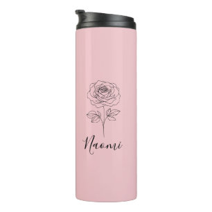 Garrafa Térmica Presente personalizado de Rosa de nascimento de ju