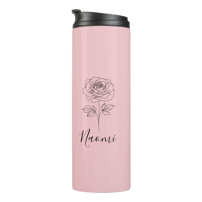 Garrafa Térmica Presente personalizado de Rosa de nascimento de ju (Rotação à direita)