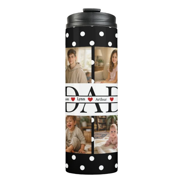 Garrafa Térmica Presente Personalizado Elegante Preto com Bolinhas (Frente)