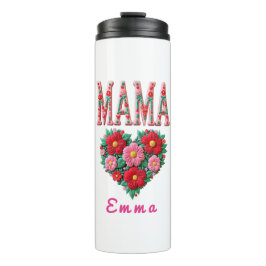Garrafa Térmica Presente Personalizado Floral Coração de Mamãe