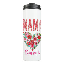 Garrafa Térmica Presente Personalizado Floral Coração de Mamãe