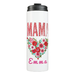 Garrafa Térmica Presente Personalizado Floral Coração de Mamãe
