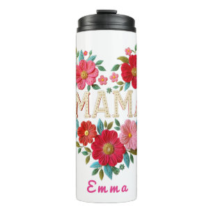 Garrafa Térmica Presente Personalizado Floral Coração de Mamãe