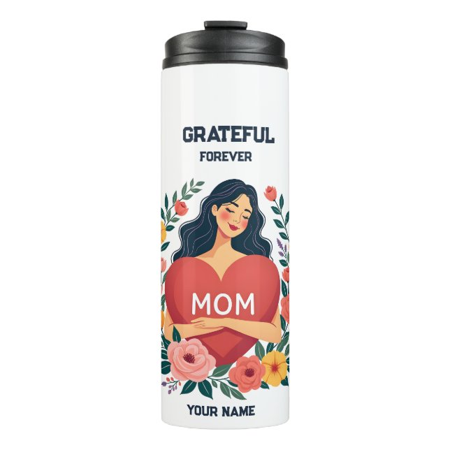 Garrafa Térmica Presente Personalizado para a Mamãe | Design com N (Frente)