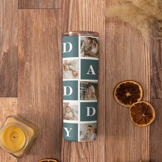 Garrafa Térmica Presentes de Pai Verde e Foto para Pais de Colagem (Criador carregado)