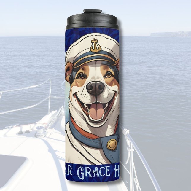 Garrafa Térmica Presentes náuticos de cães para armadores de barco (Nautical Dog Gifts for Boat Owners Sailors Boater)