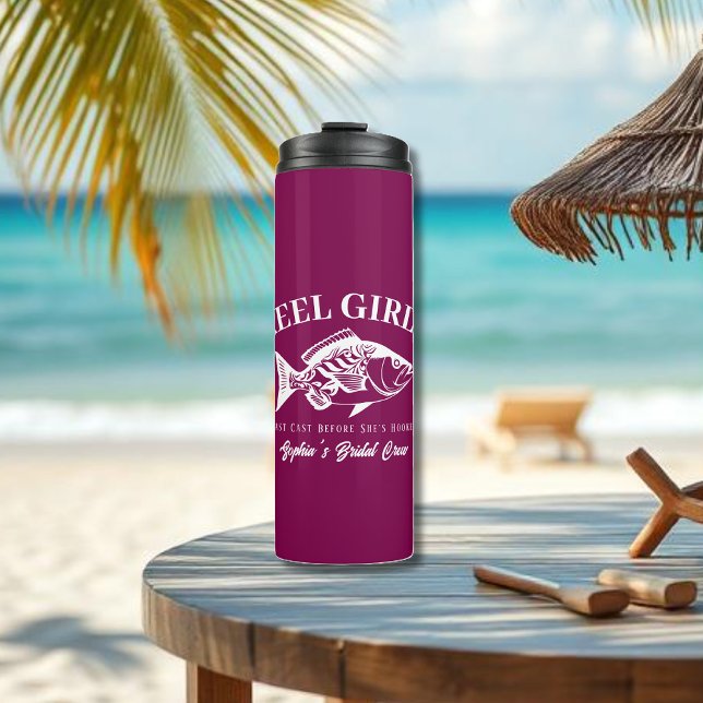 Garrafa Térmica Presentes para Despedida de Solteira - Havaiano (Bachelorette Party Gifts Reel Girls Hawaiian Fisherman Trend Fish Tall Tumbler Wine Color)