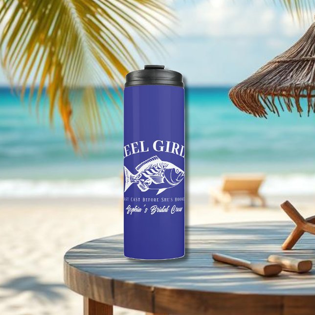 Garrafa Térmica Presentes para Festa de Despedida de Solteira - Ga (Bachelorette Party Gifts Reel Girls Hawaiian Fisherman Trend Fish Tall Tumbler blue)