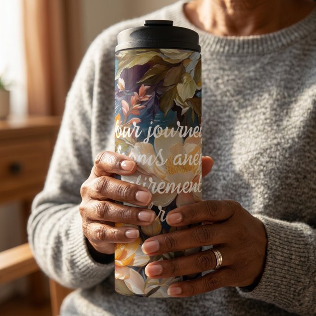 Garrafa Térmica Presentes Personalizados de Reforma com Flores Sil (Vintage Wildflower Custom Retirement Gifts for Her Thermal Tumbler)