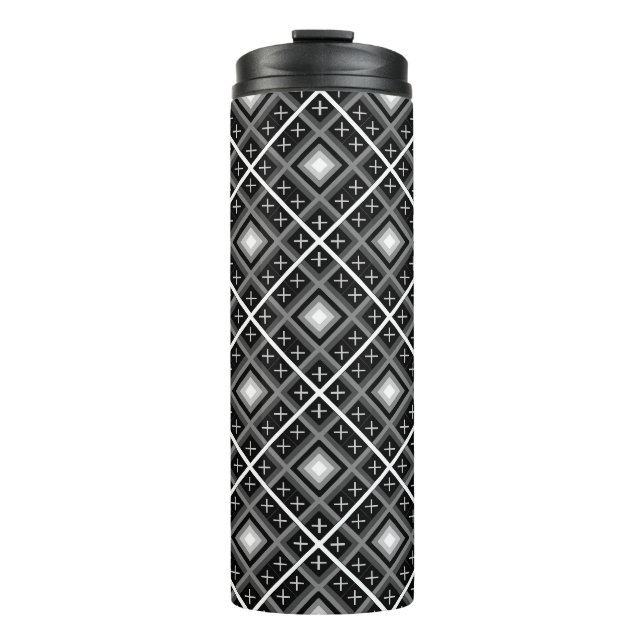 Garrafa Térmica Preto, Branco, Cinza Persa (Frente)