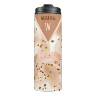 Garrafa Térmica Preto Dourado e Rosa Personalizado