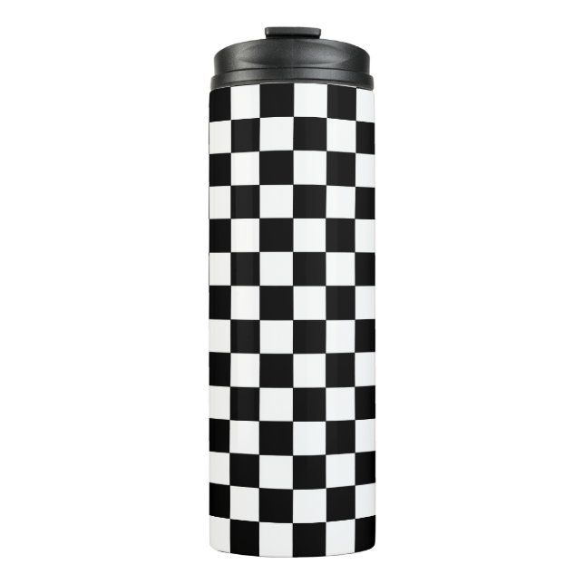 Garrafa Térmica Preto e branco Checkered (Frente)