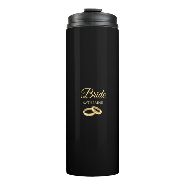 Garrafa Térmica Preto e Dourado- (Frente)