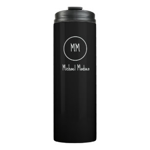 Garrafa Térmica Preto, Monograma, Nome Tumbler Térmico